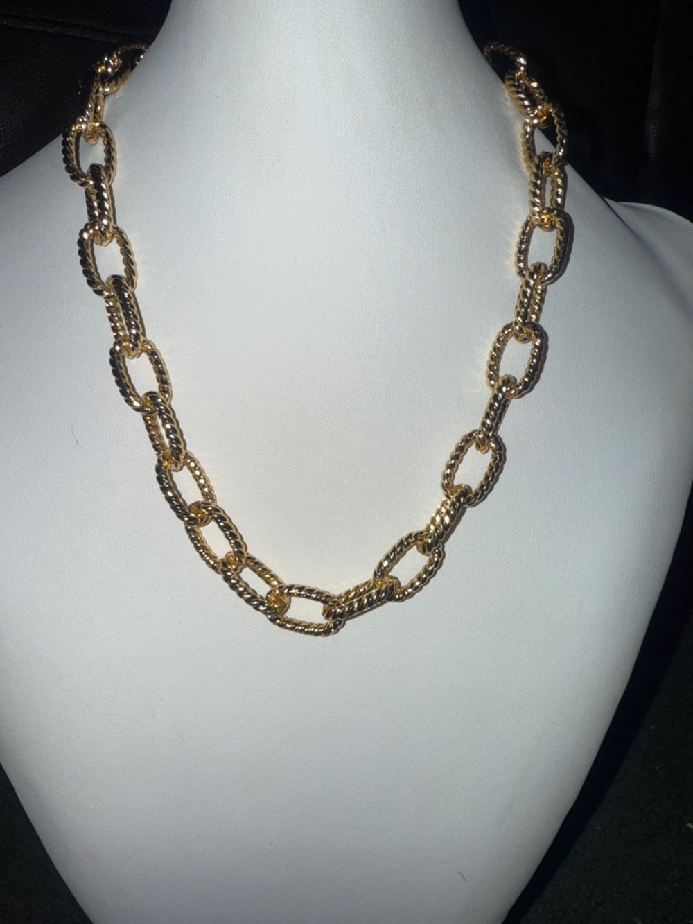 Textured Gold Link Necklace for Women - Classic Chain Statement